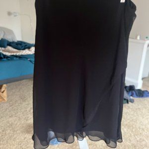 Midi Black Chiffon Skirt with Ruffled Hem